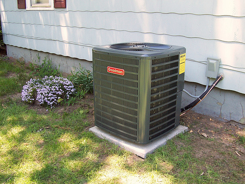 Example of a new air conditioning unit installed on a home